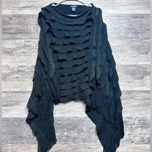 Max Edition Black Fringe Poncho